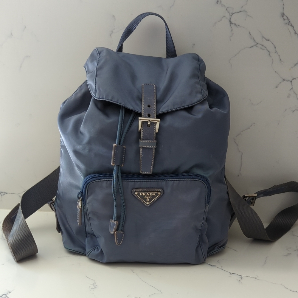Prada Backpack Bag Blue Nylon